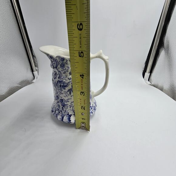 Vtg J Kent Fenton England Early 18th C Chintz 5" Pitcher Blue White Floral - Picture 6 of 8